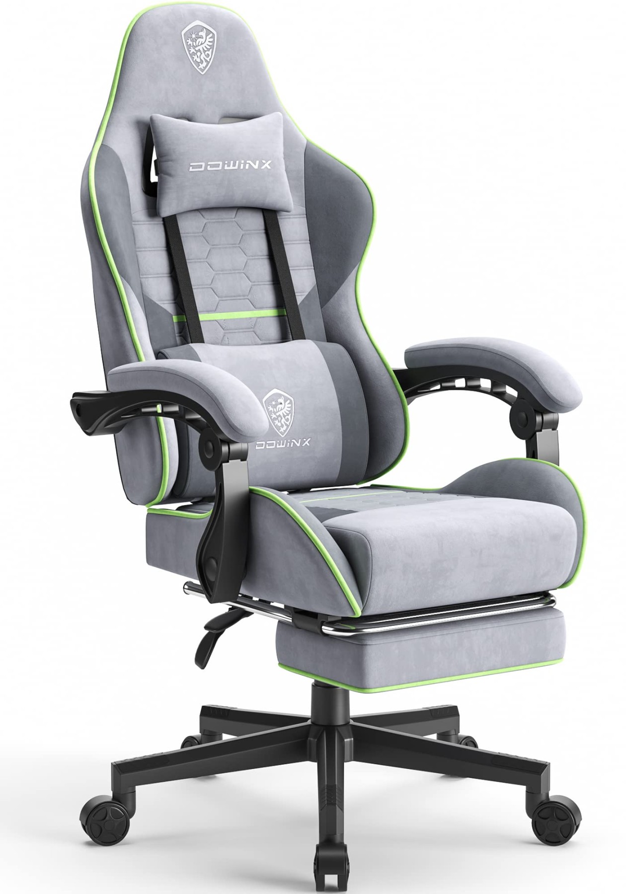 Dowinx Gaming Chair Fabric with Pocket Spring Cushion, Massage Game Chair  Cloth with Headrest, Ergonomic Computer Chair with Footrest LBS, Light